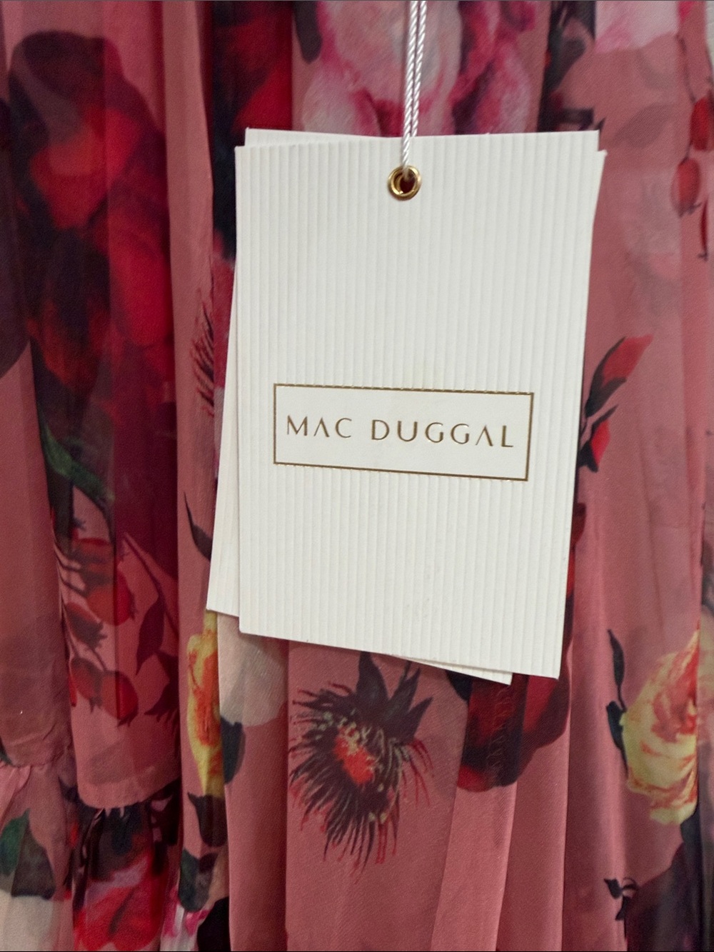 NWT Mac Duggal 67946 Rose Multi Floral Chiffon Cutout Maxi Gown Size 4 - Picture 4 of 7